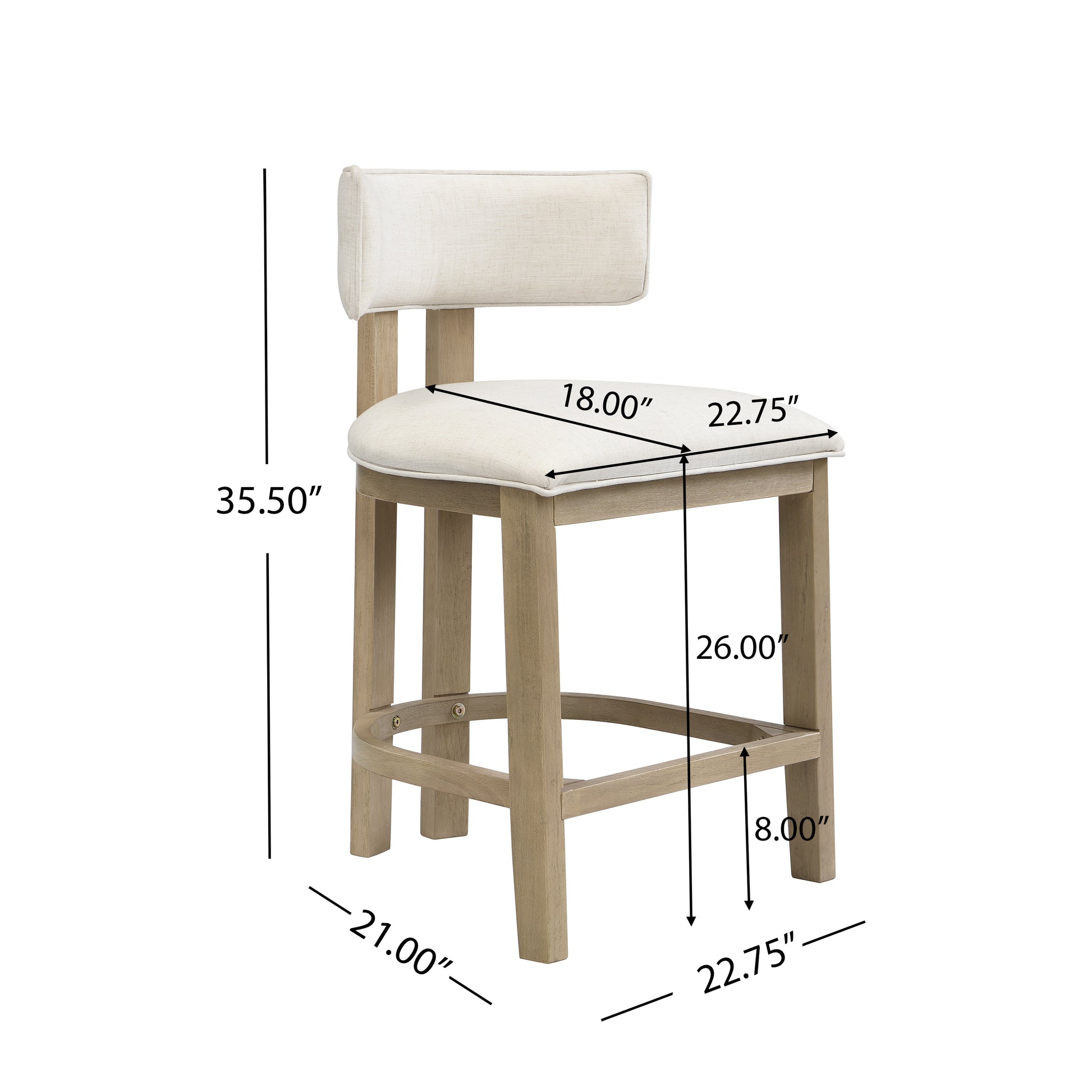Light Ash Beige Counter Stools - Set of 2