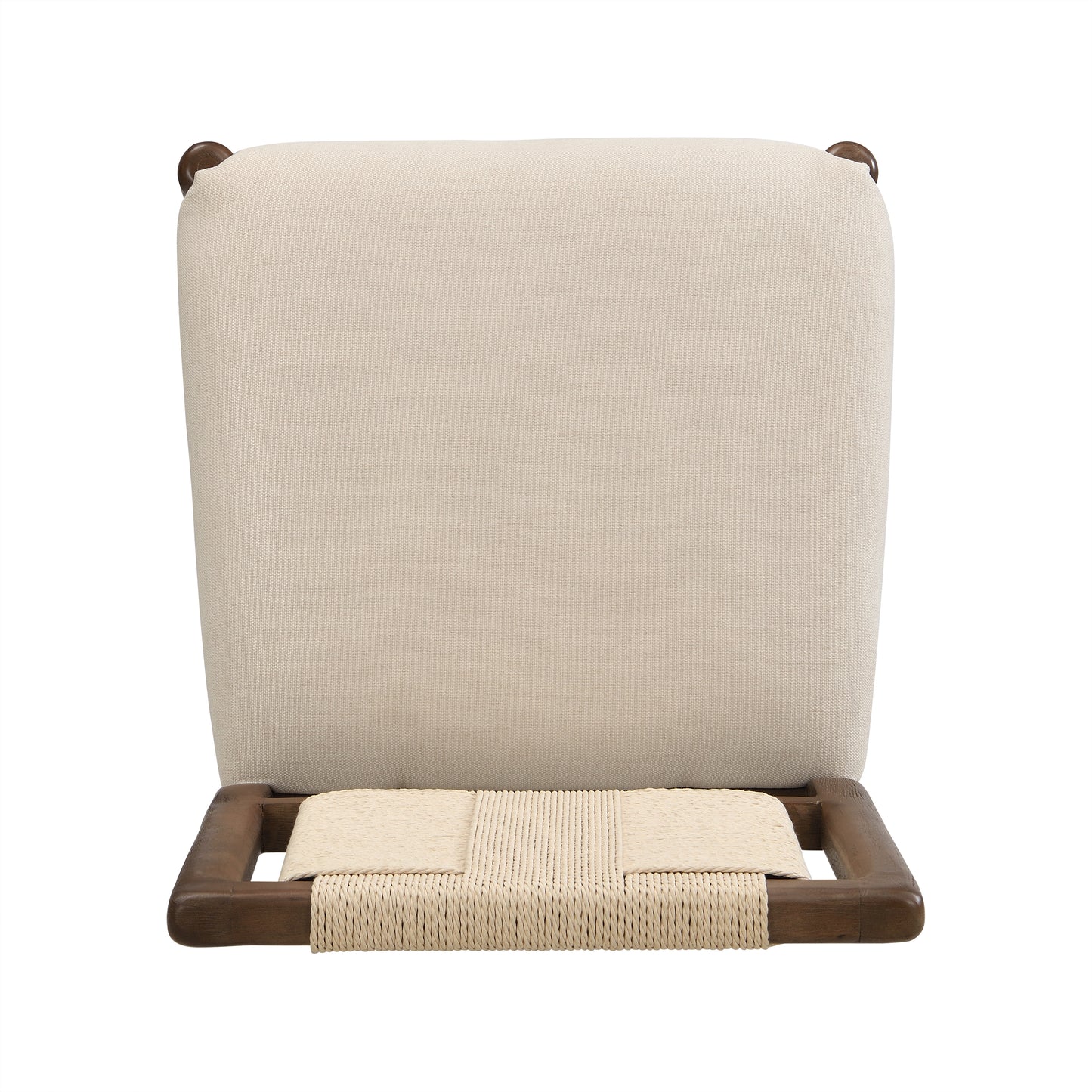 Beige Walnut Dining Chairs Set of 2 - Woven Rope Back