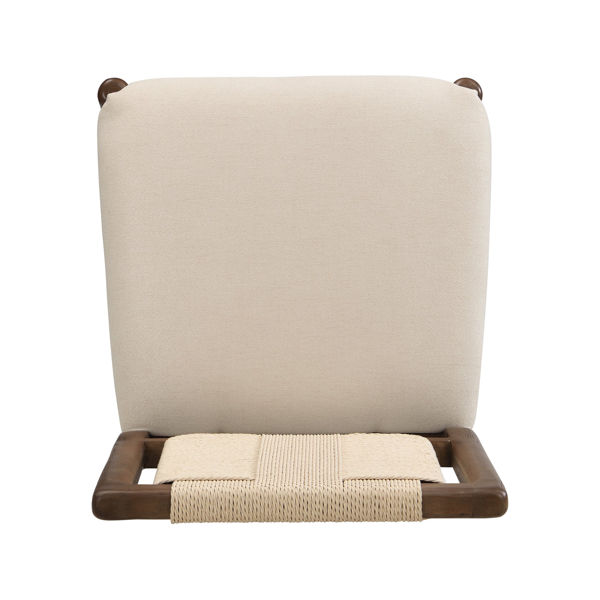 Beige Walnut Dining Chairs Set of 2 - Woven Rope Back