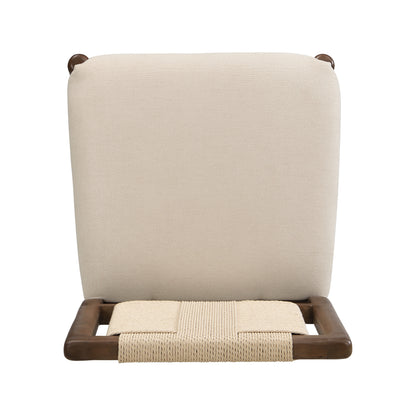 Beige Walnut Dining Chairs Set of 2 - Woven Rope Back