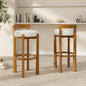 Elise Indoor Wooden Low Back Barstool, Walnut Finished and White Upholstery, Set of 2