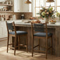 Arno Indoor Upholstered Wooden Counter Stool, Walnut Finish with Charcoal Upholstery and Black Rope, Set of 2