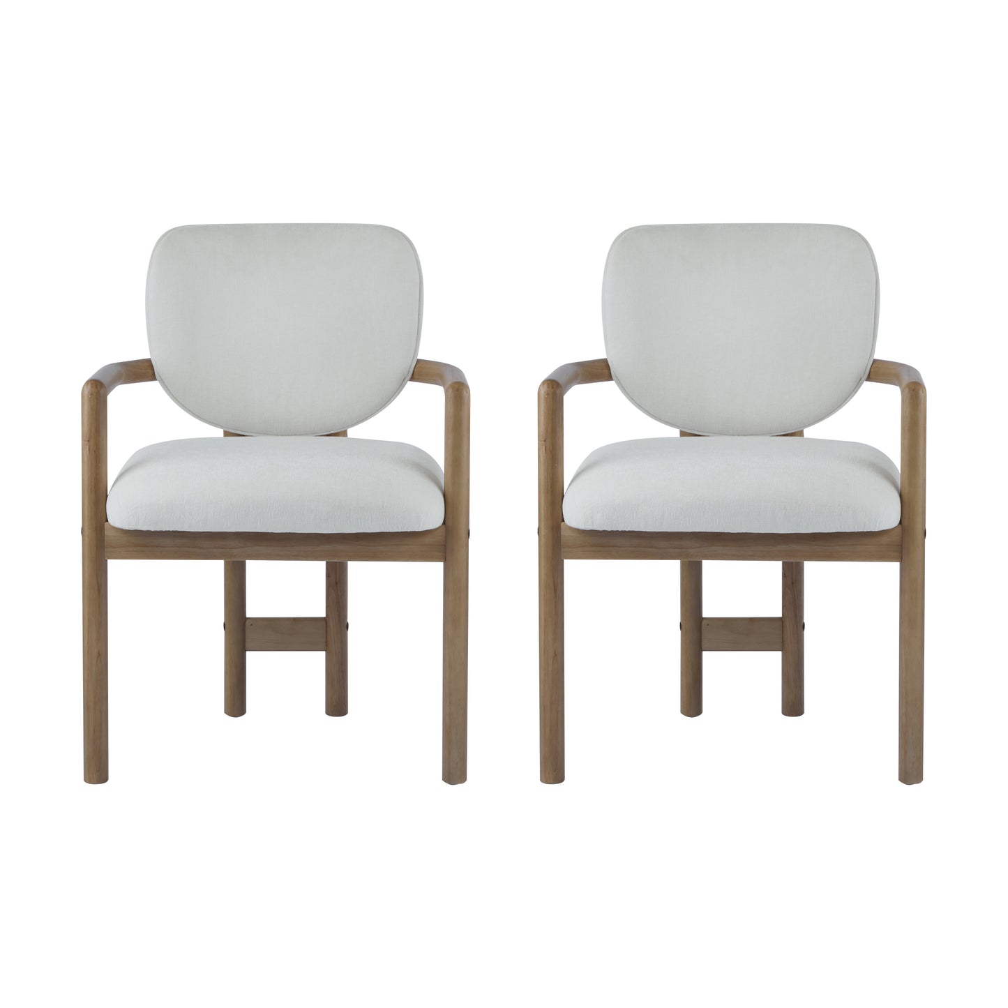 White Rubberwood Arm Dining Chairs - Set of 2 for Dining Room