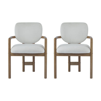 White Rubberwood Arm Dining Chairs - Set of 2 for Dining Room
