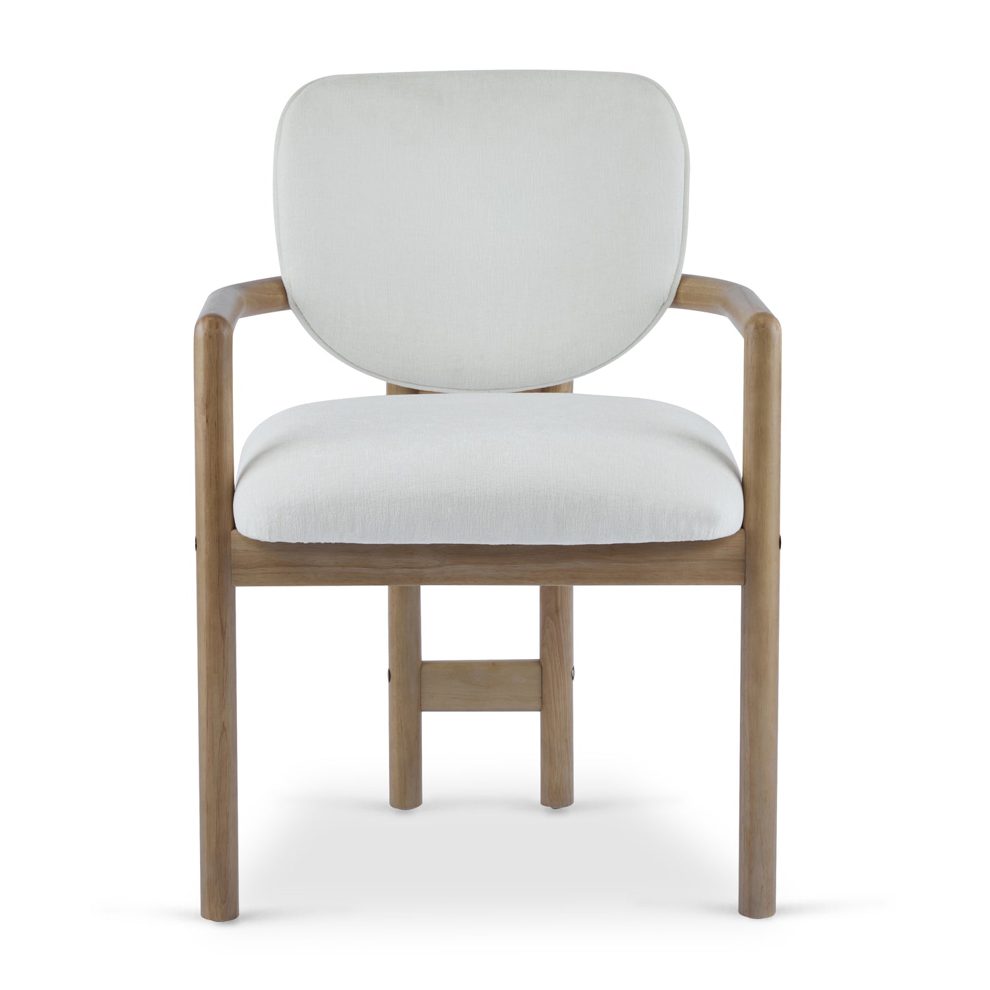 White Rubberwood Arm Dining Chairs - Set of 2 for Dining Room