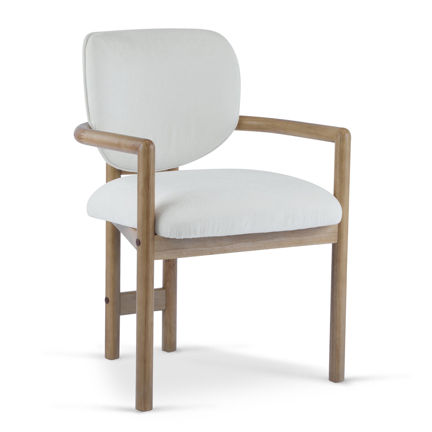White Rubberwood Arm Dining Chairs - Set of 2 for Dining Room