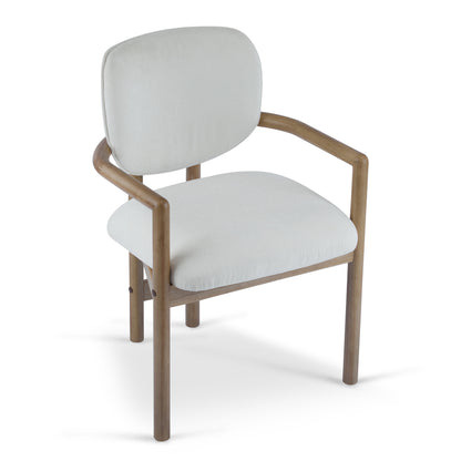 White Rubberwood Arm Dining Chairs - Set of 2 for Dining Room