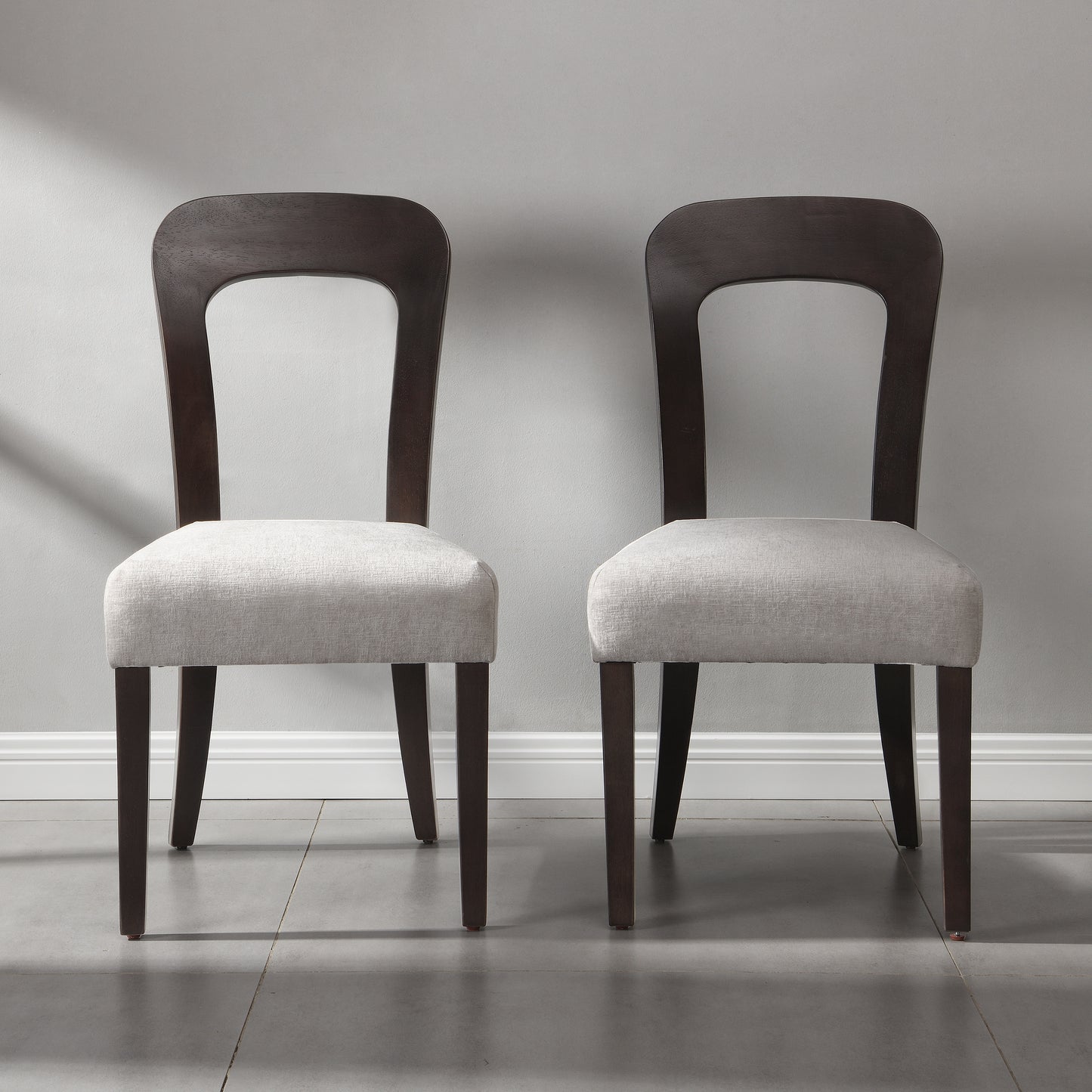 Gray Rubberwood Dining Chairs Set of 2