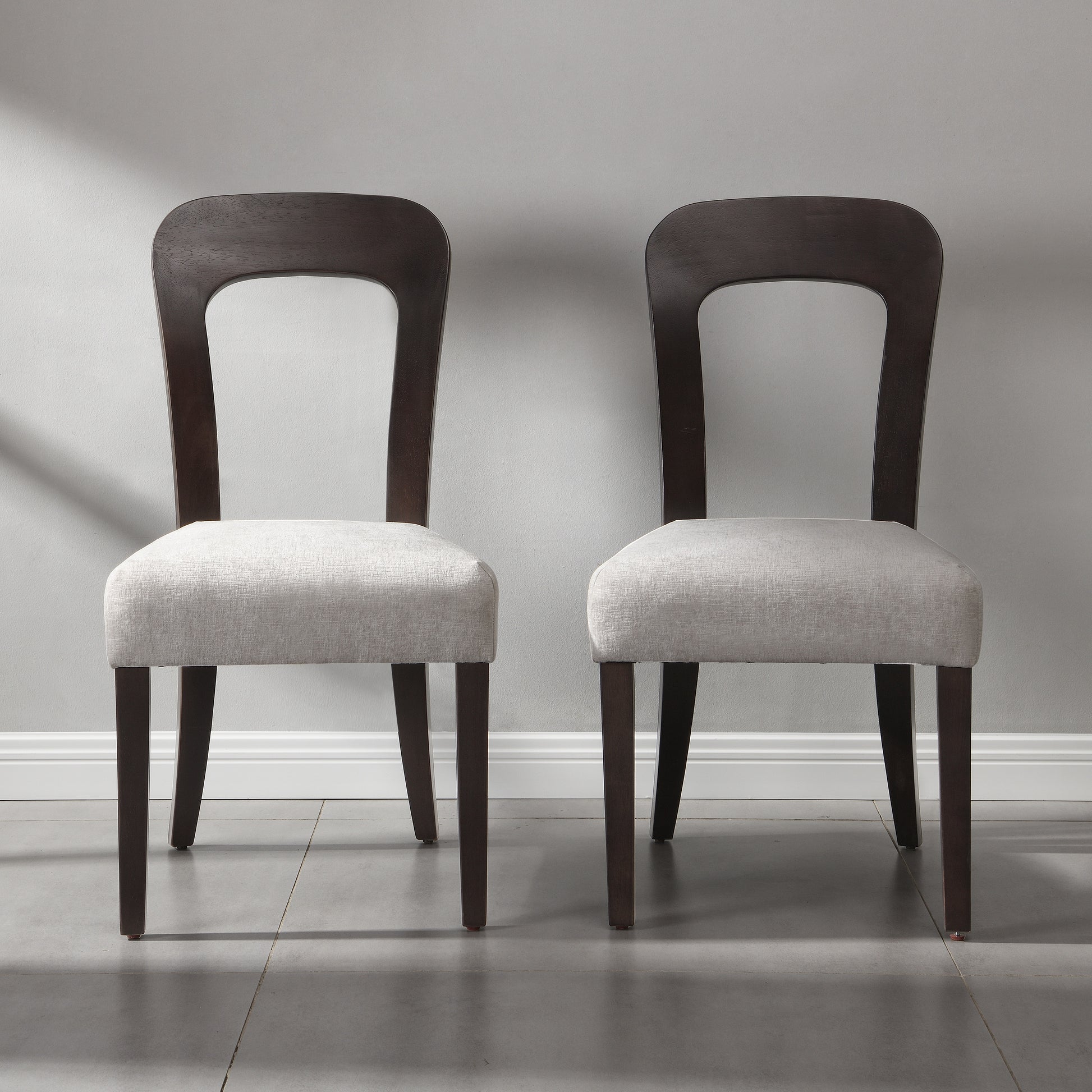 Gray Rubberwood Dining Chairs Set of 2
