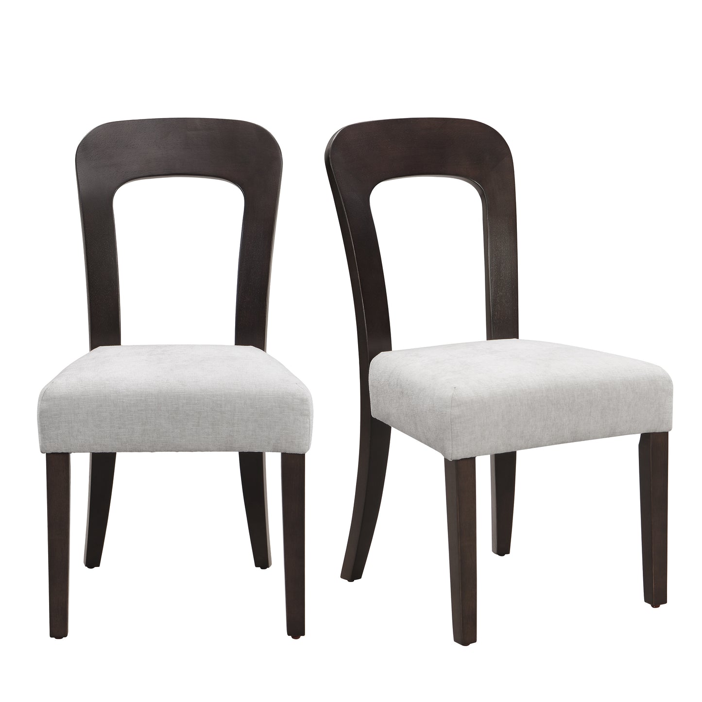 Gray Rubberwood Dining Chairs Set of 2