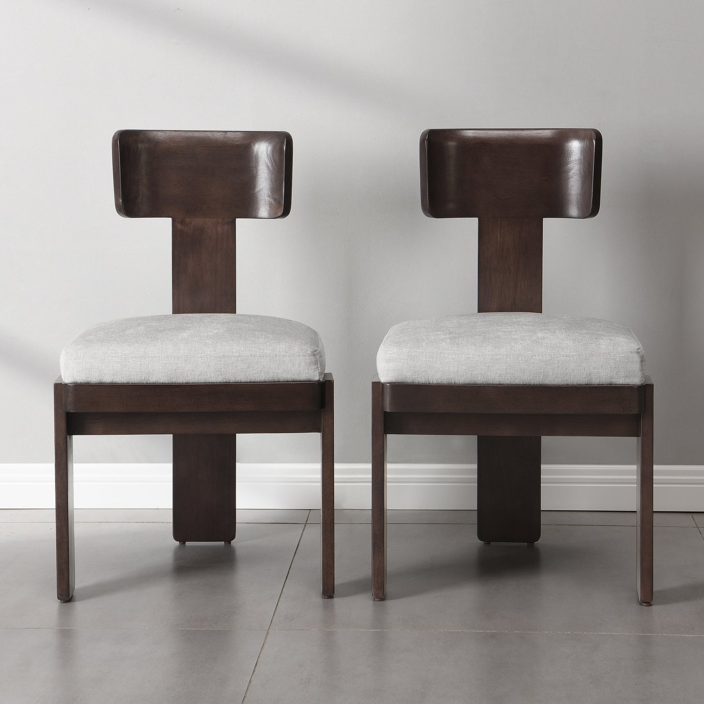 Gray Rubberwood Dining Chairs Set of 2 for Kitchen Storage