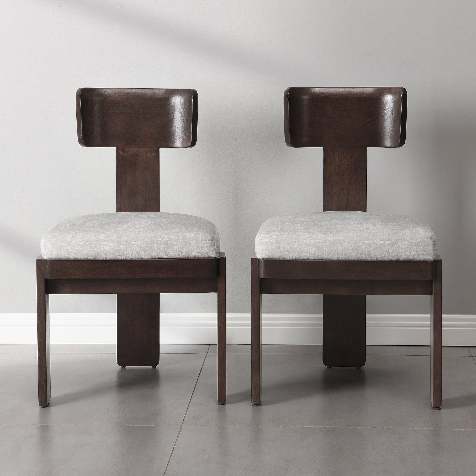 Gray Rubberwood Dining Chairs Set of 2 for Kitchen Storage