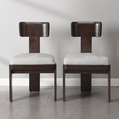 Gray Rubberwood Dining Chairs Set of 2 for Kitchen Storage