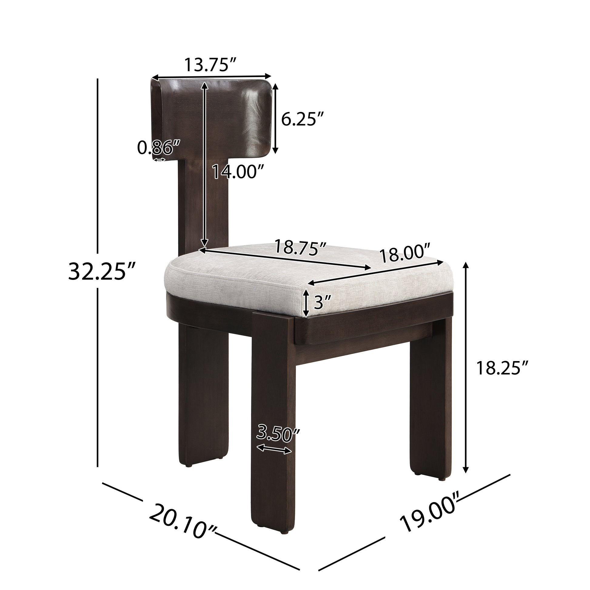 Gray Rubberwood Dining Chairs Set of 2 for Kitchen Storage
