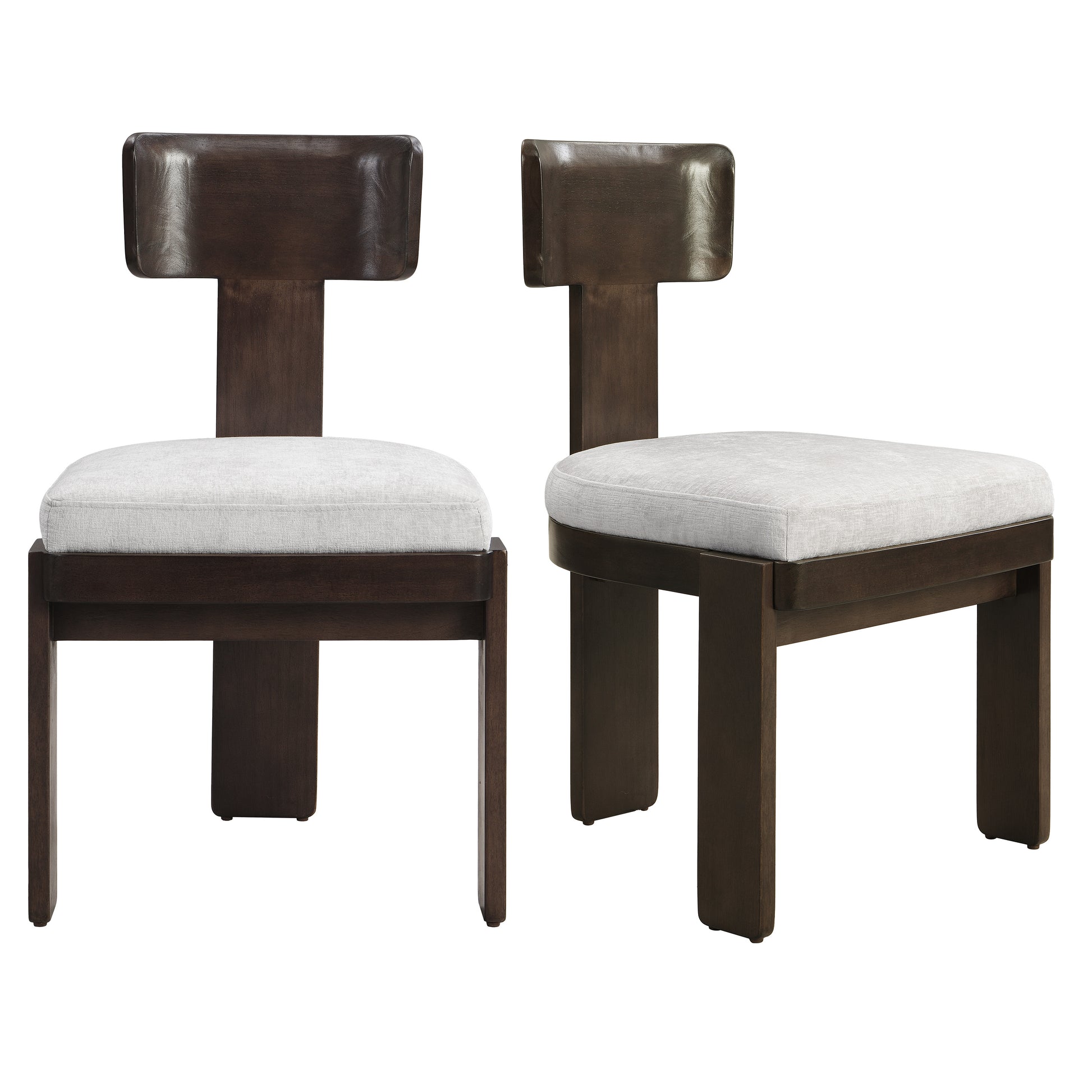 Gray Rubberwood Dining Chairs Set of 2 for Kitchen Storage