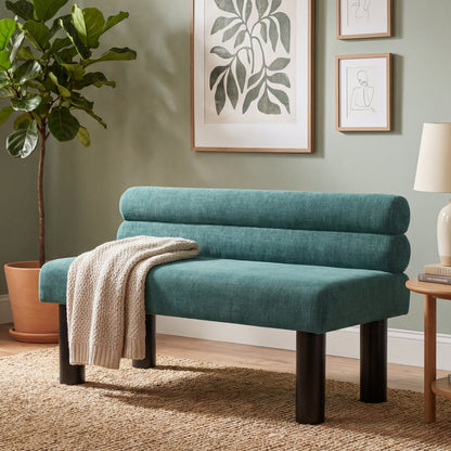 Green Chenille Dining Bench - 300 lb Support