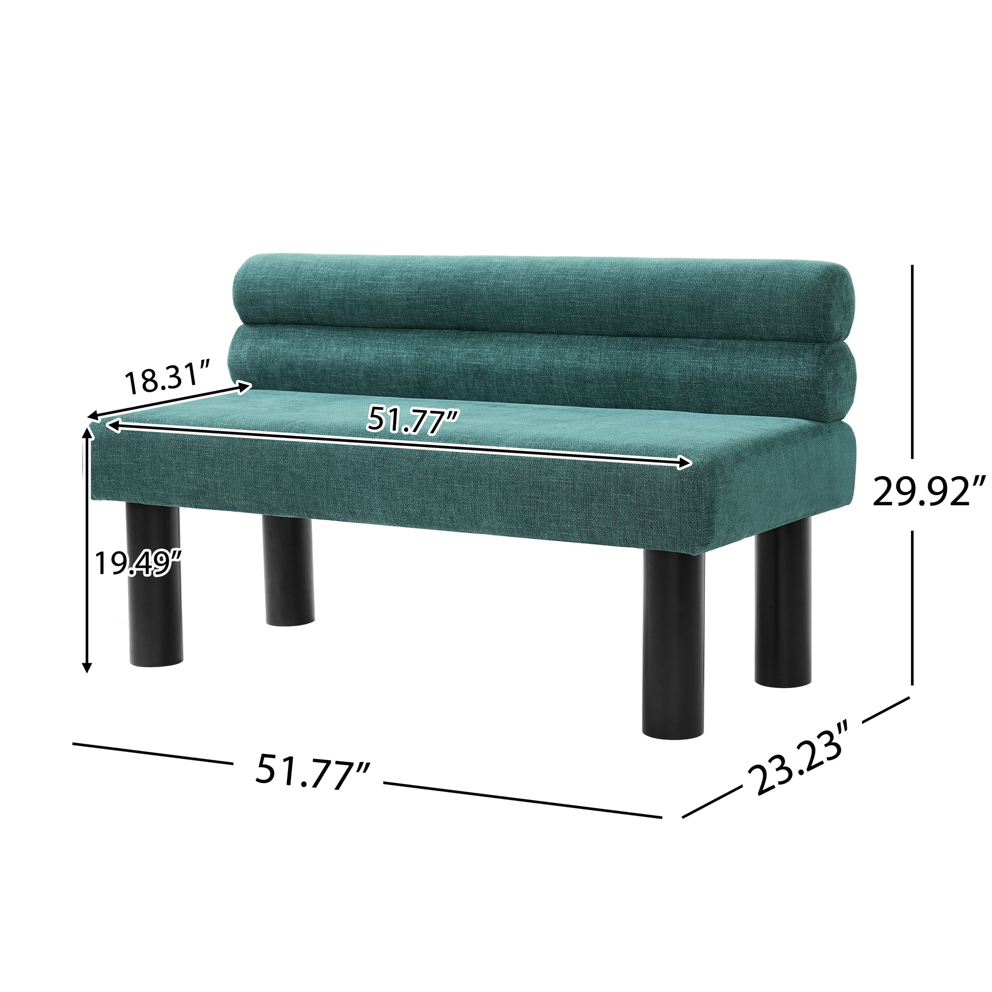 Green Chenille Dining Bench - 300 lb Support
