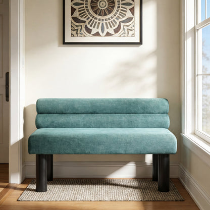 Upholstered Dining Bench, End of Bed, Entryway Bench, Ottoman for Dining Room, Bedroom, Living Room, Rubber Wood Leg 300 LBS Support, Green