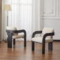 2-Pack Dining Chairs with Pillow Back, Beige Fabric, Black Solid Wood Frame