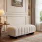 Indoor Dining Bench, Beige Faux Fur Fabric Bench with Rubber Wood Legs , 250lbs, Comfortable Seating for Dining Room/Living Area