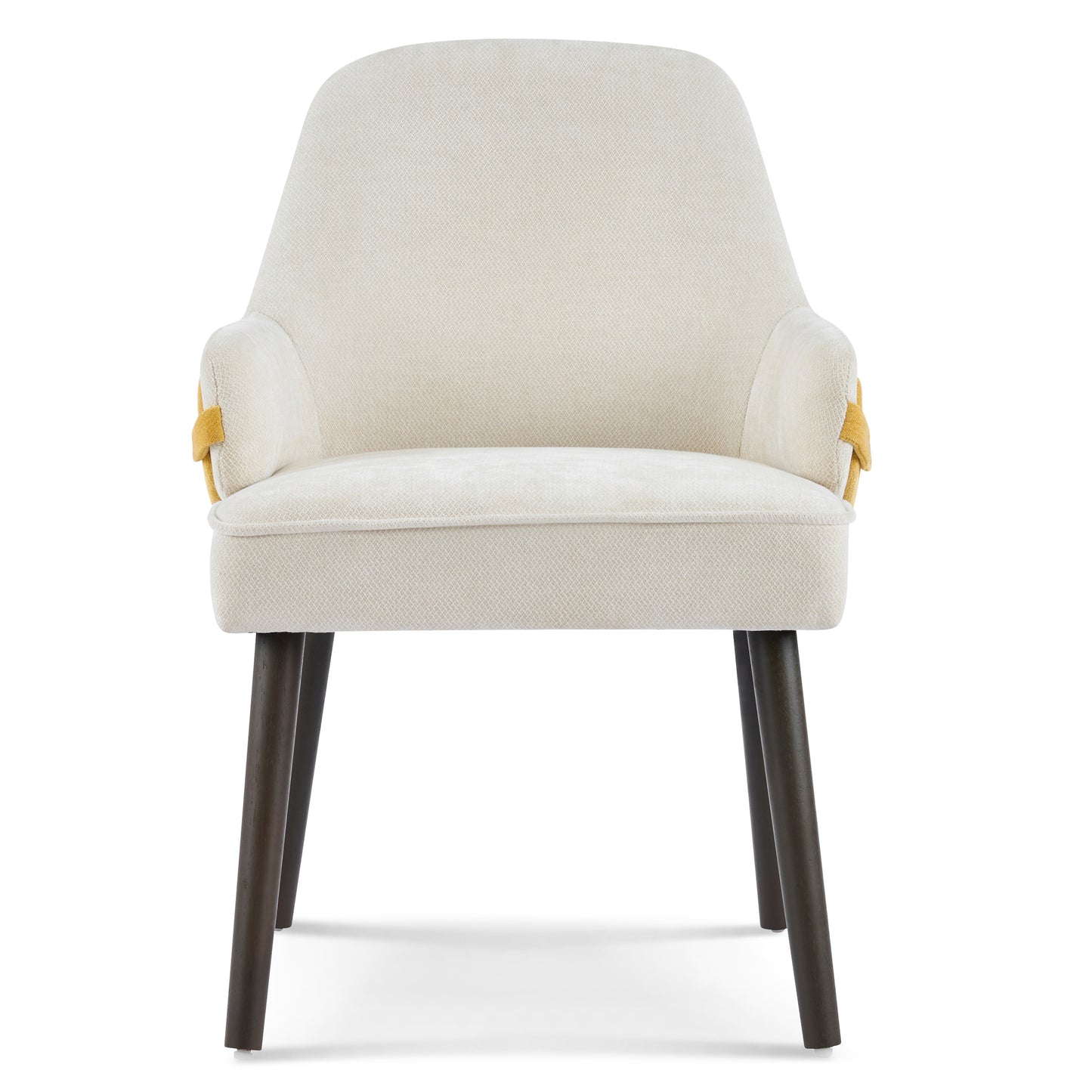 Beige & Yellow Fabric Dining Armchair - Set of 2 for Dining Room
