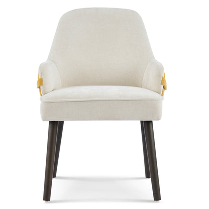 Beige & Yellow Fabric Dining Armchair - Set of 2 for Dining Room