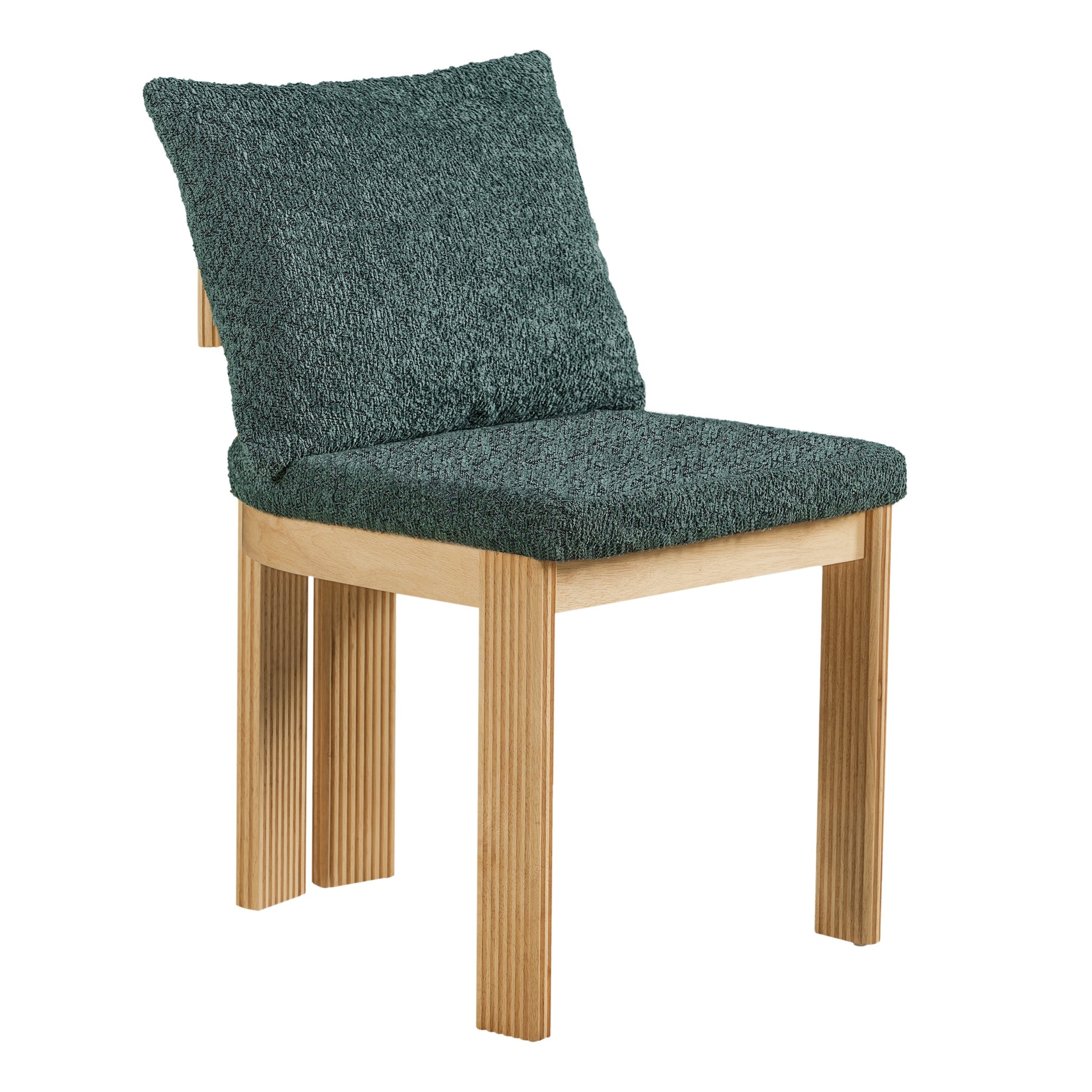 Green Boucle Dining Chairs Set of 2 with Rubber Wood Frame for Kitchen