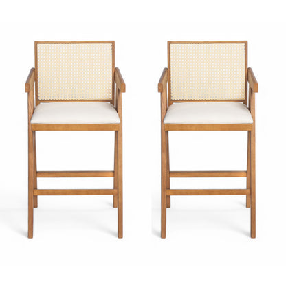 Cream Bar Stools - 27" Height Rubberwood Frame