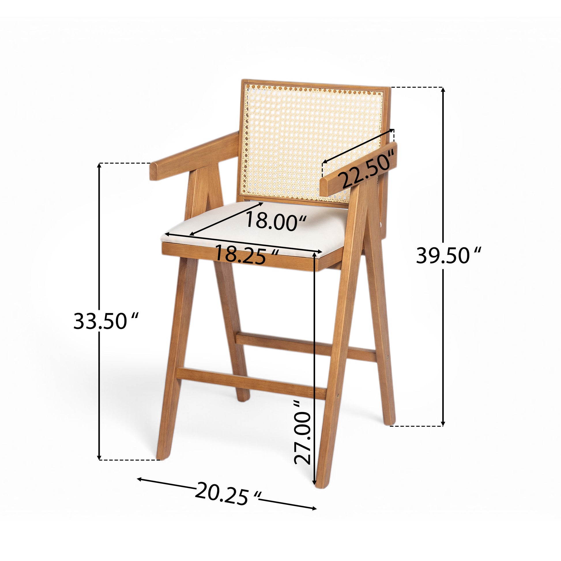 Cream Bar Stools - 27" Height Rubberwood Frame