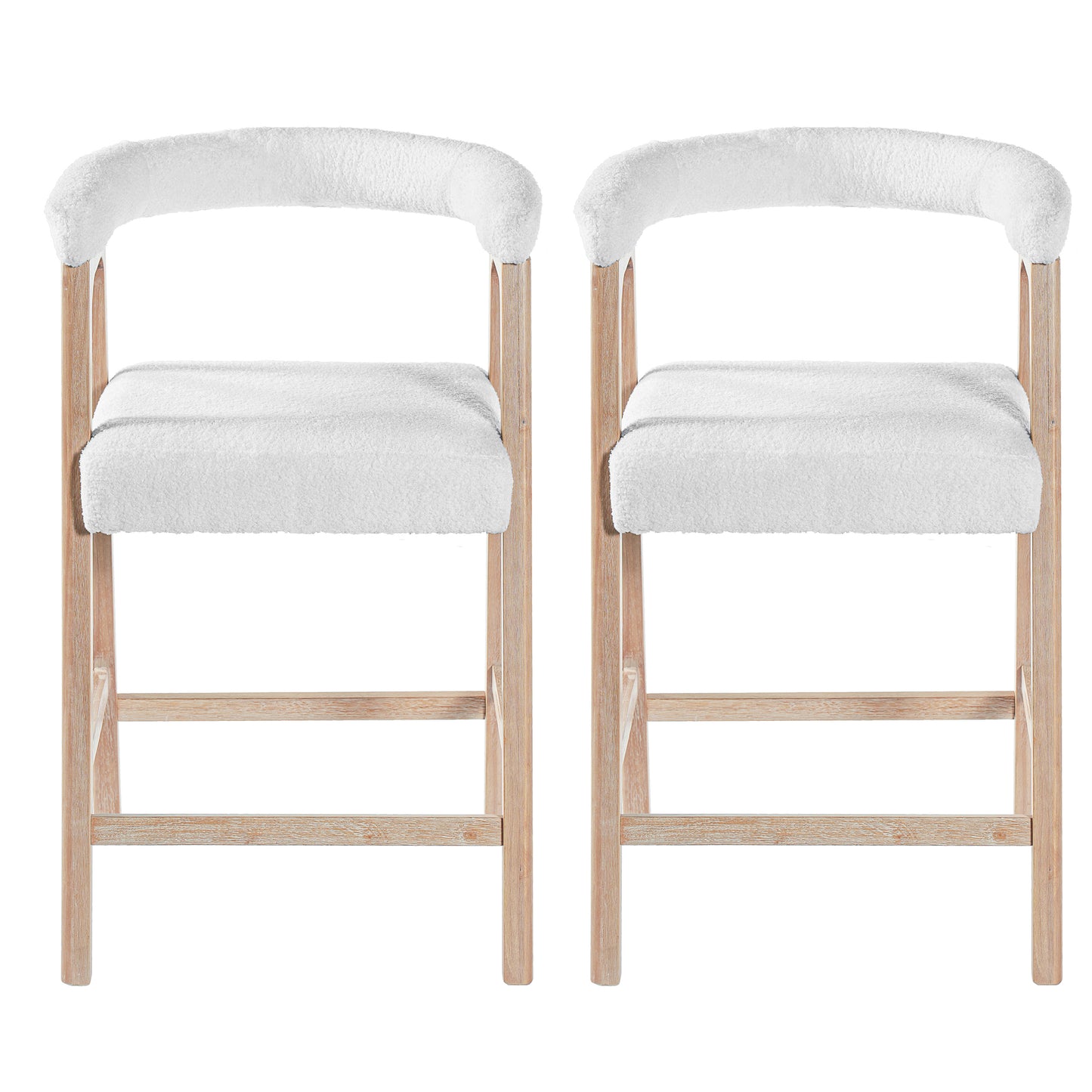 Natural Rubberwood Bar Stools for Kitchen Island and Dining Room Set of 2