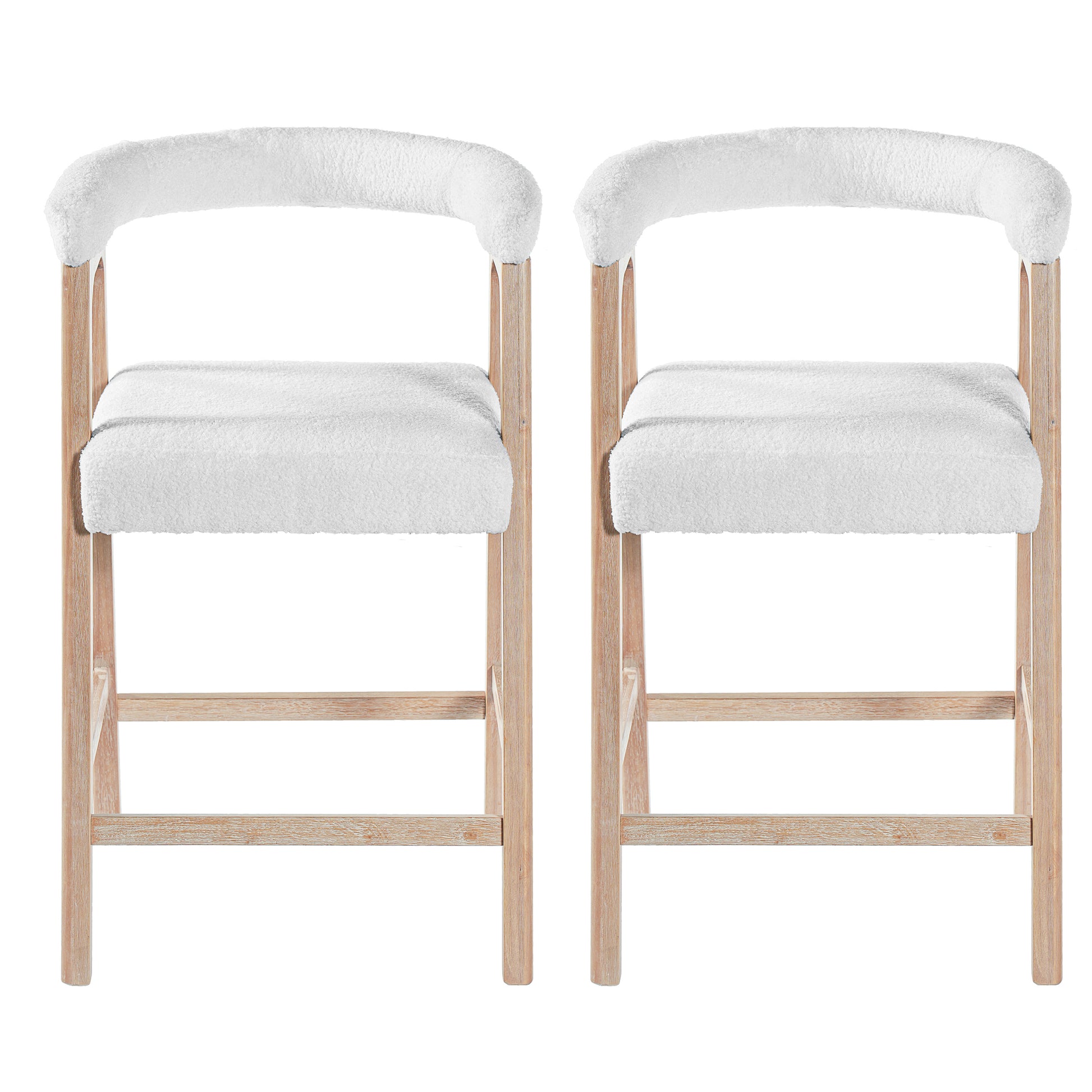 Natural Rubberwood Bar Stools for Kitchen Island and Dining Room Set of 2