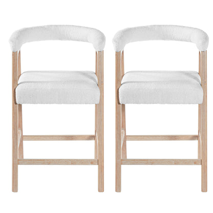 Natural Rubberwood Bar Stools for Kitchen Island and Dining Room Set of 2