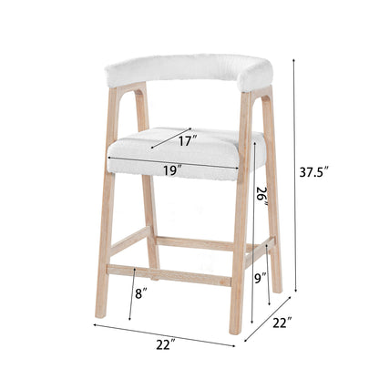 Natural Rubberwood Bar Stools for Kitchen Island and Dining Room Set of 2