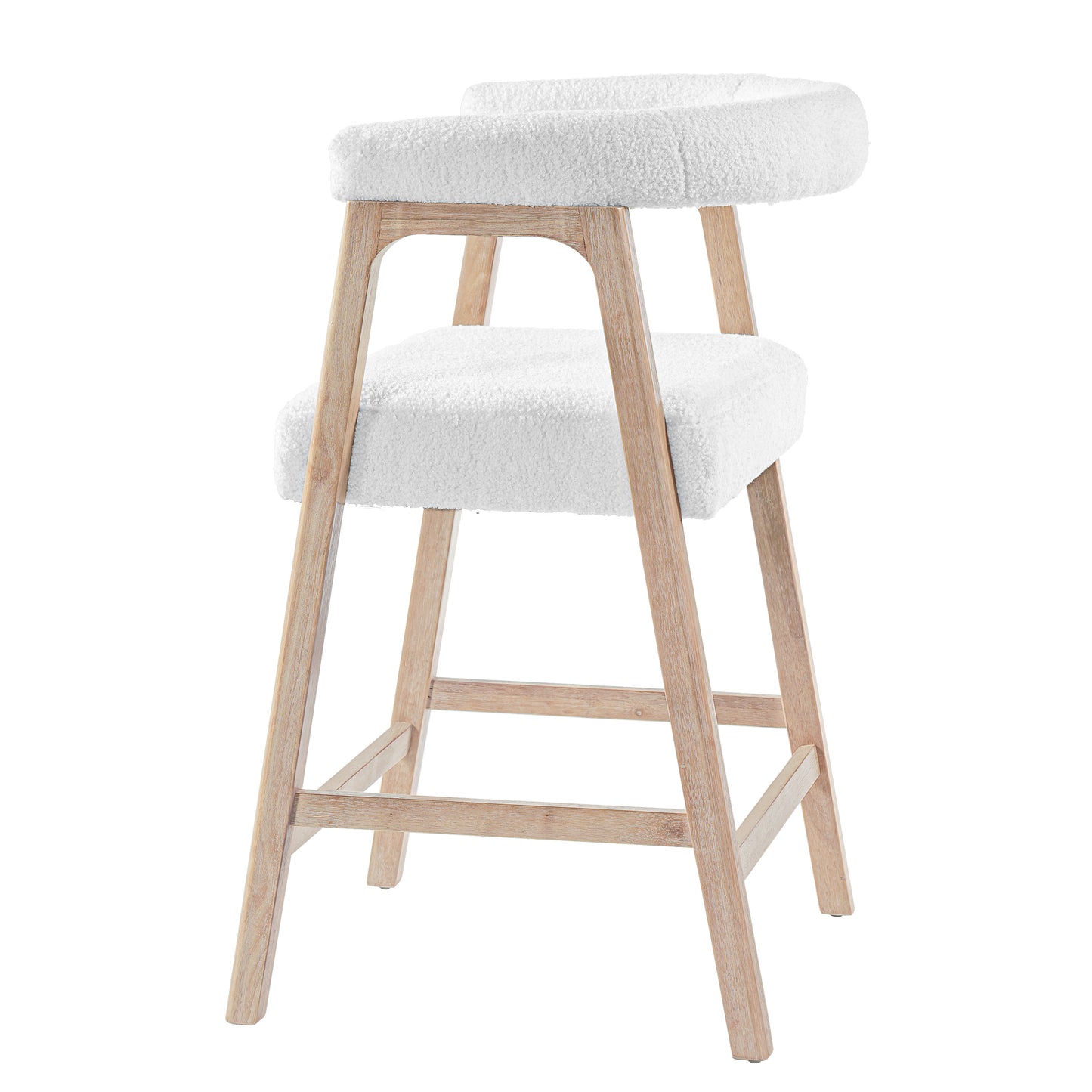 Natural Rubberwood Bar Stools for Kitchen Island and Dining Room Set of 2