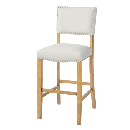 Beige Fabric Barstools with Rivets for Kitchen Island Dining Room
