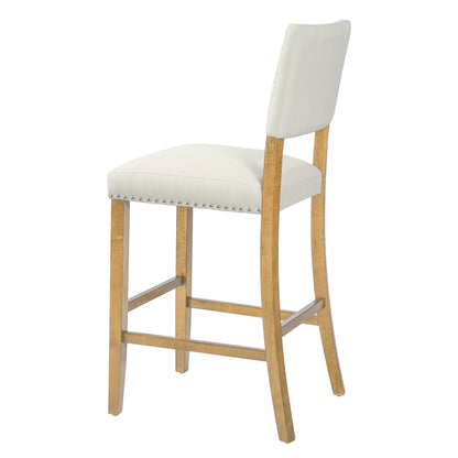Beige Fabric Barstools with Rivets for Kitchen Island Dining Room