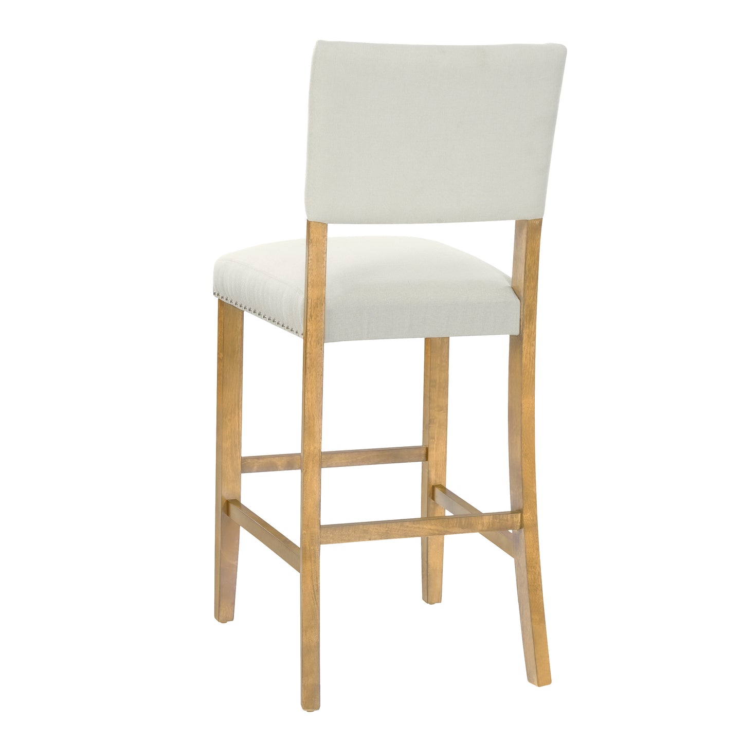 Beige Fabric Barstools with Rivets for Kitchen Island Dining Room