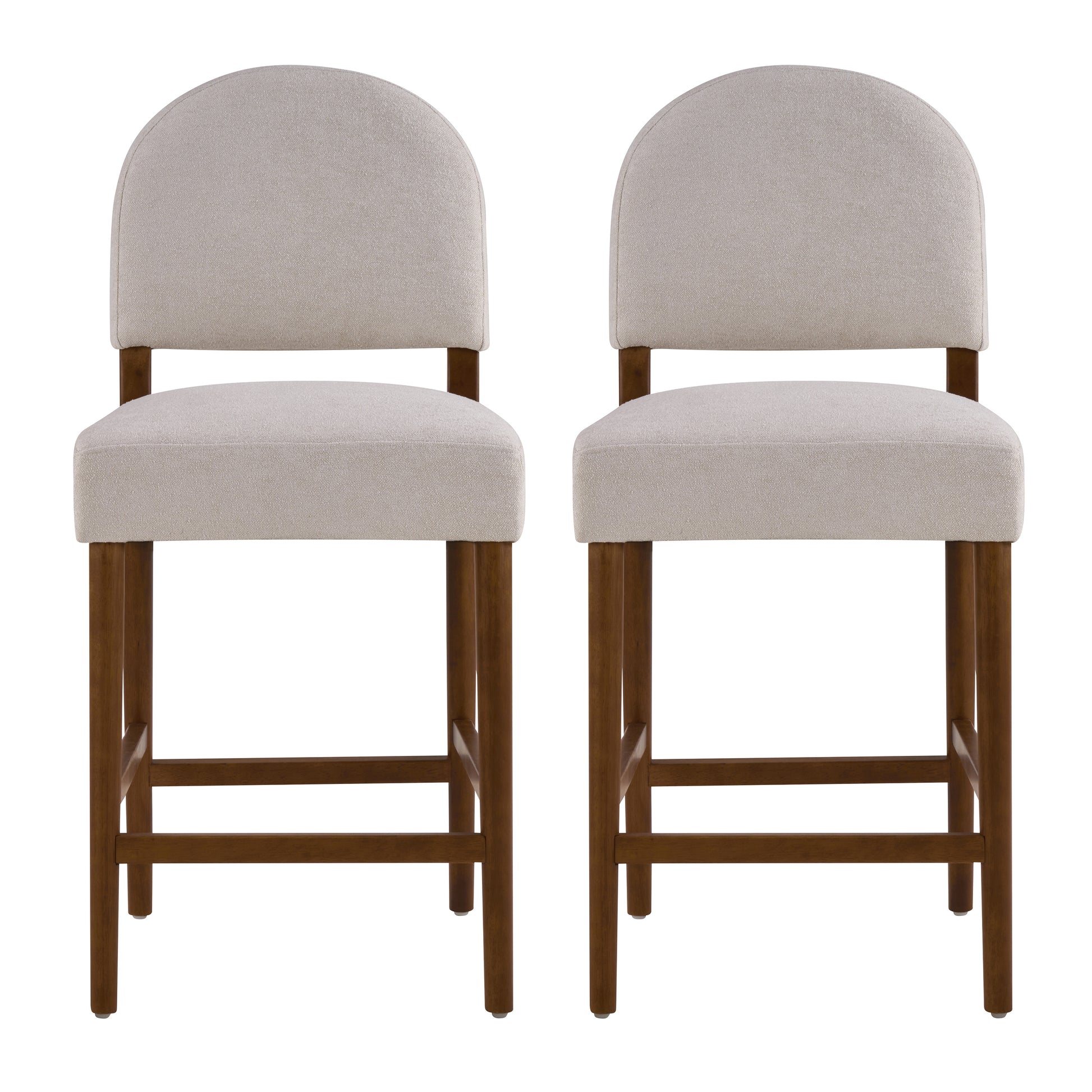 Light Gray Fabric Bar Stools - Set of 2