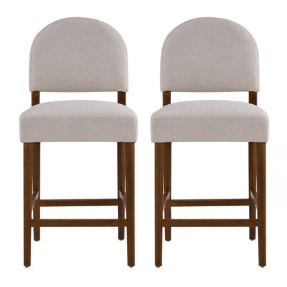 Light Gray Fabric Bar Stools - Set of 2