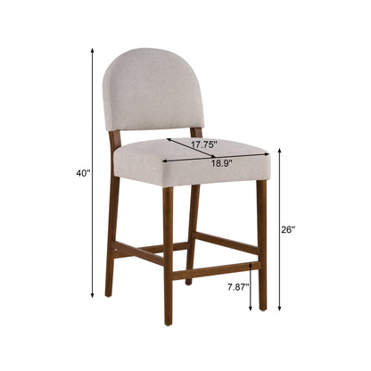 Light Gray Fabric Bar Stools - Set of 2