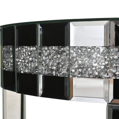 Round Mirror Accent Table - Silver Glass Top, 9.7" Diameter