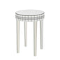 Round Mirror Accent Table, with Silver Mirror Glass Tabletop with Bling Crushed Diamond Edge Frame and Crystal Mirror Legs. End Table for Living Room, Bedroom, Coffee, Entryway,9.7" Diameter x 28.33"