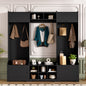 VIBE HAUS 79.1''Wide Modern Hall Tree with Shoe Storage, 4-in-1 Entryway Bench with 8 Cubbies, 7 Coat Hooks & Adjustable Shelf for Hallway, living room, Black