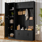 VIBE HAUS 79'' Tall Modern Hall Tree with Shoe Storage, 4-in-1 Entryway Bench with 6 Cabinets, 4 Coat Hooks & Adjustable Shelf for Hallway, living room, Black