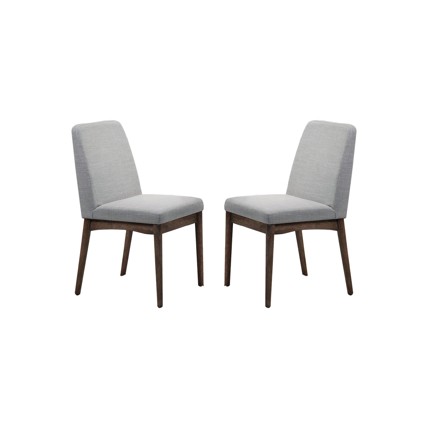 Grey Fabric Upholstered Dining Chair, Brown(Set of 2)