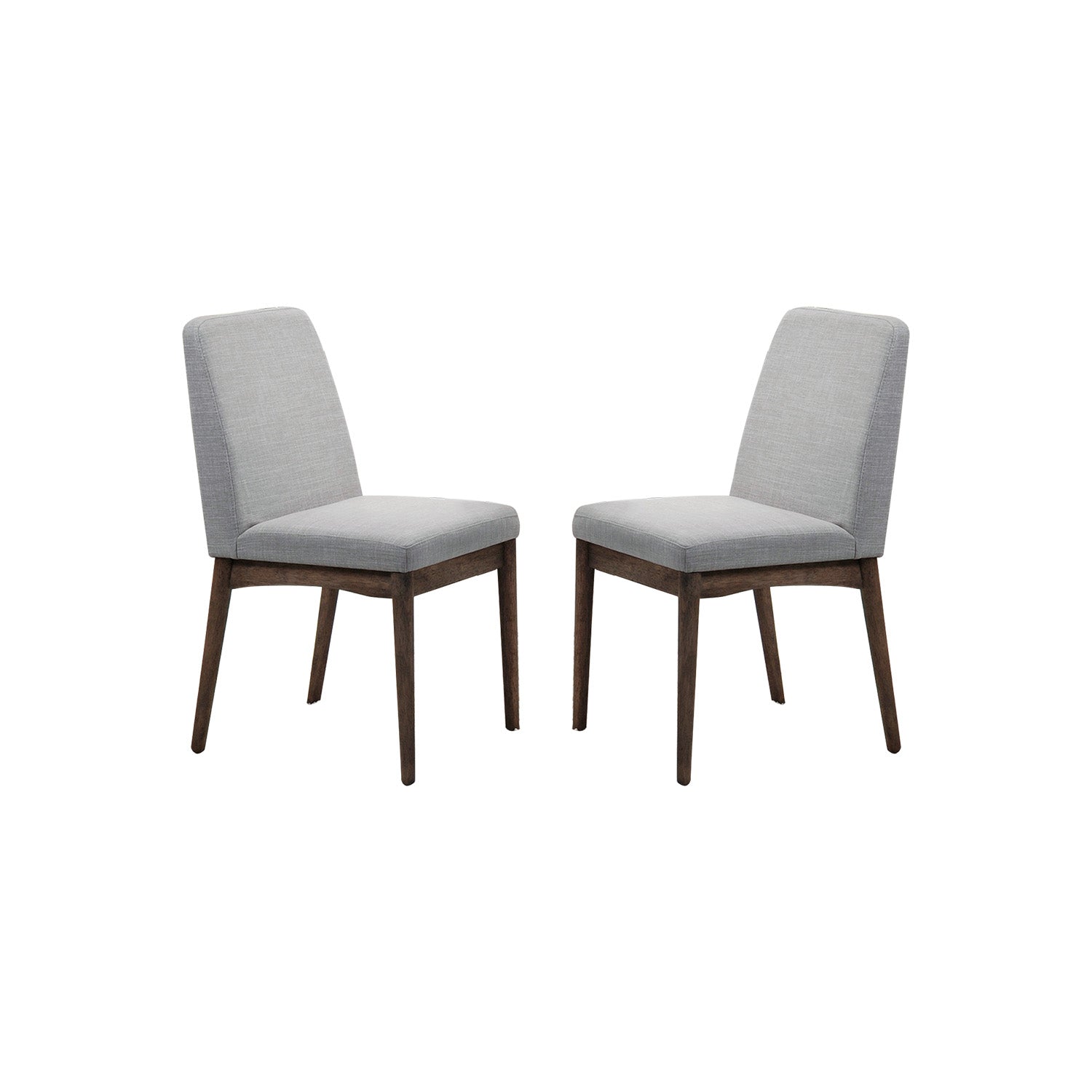 Grey Fabric Upholstered Dining Chair, Brown(Set of 2)
