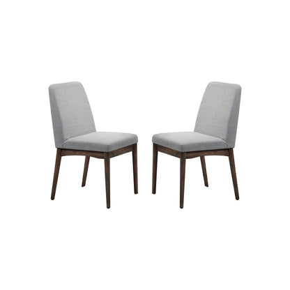 Grey Fabric Upholstered Dining Chair, Brown(Set of 2)