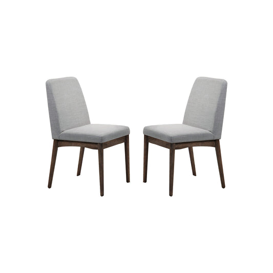 Grey Fabric Upholstered Dining Chair, Brown(Set of 2)