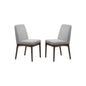 Grey Fabric Upholstered Dining Chair, Brown(Set of 2)