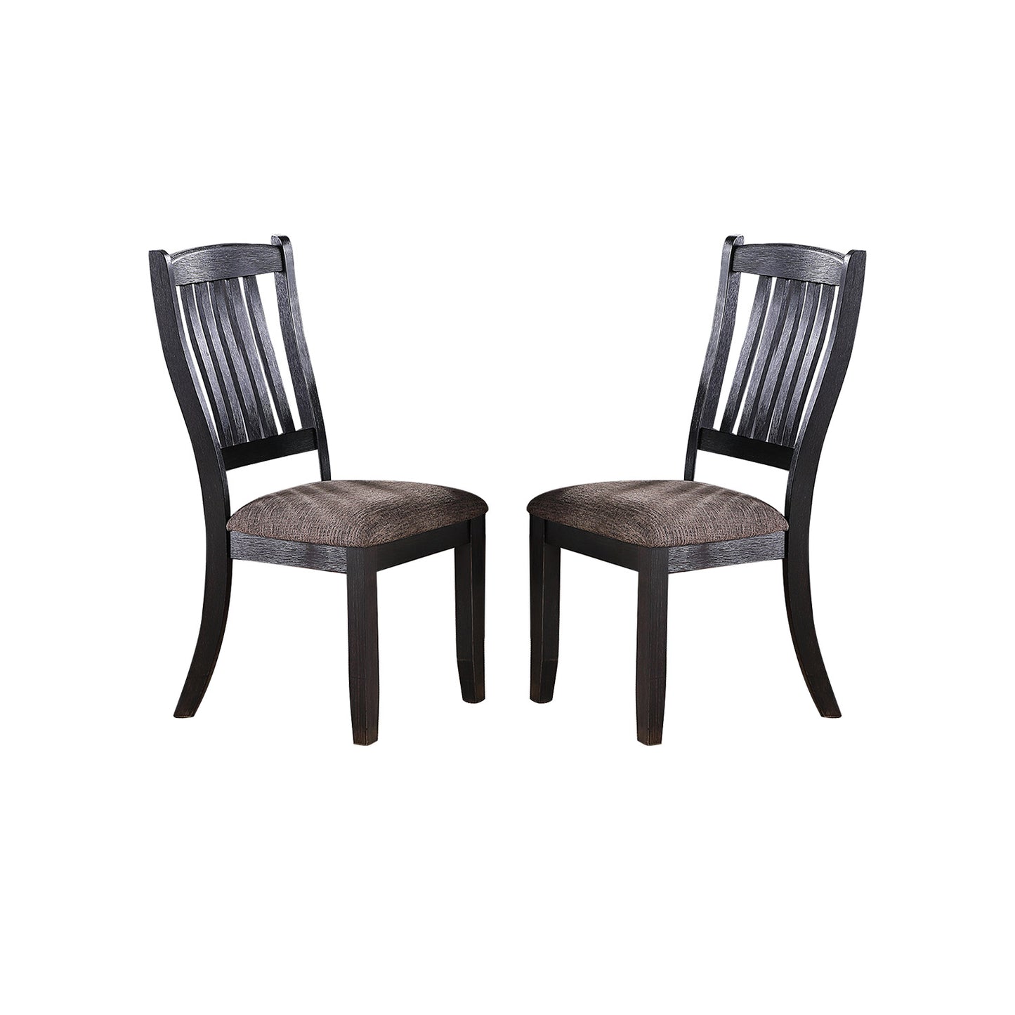 Dark Coffee Fabric Upholstered Side Chairs, Black(Set of 2)